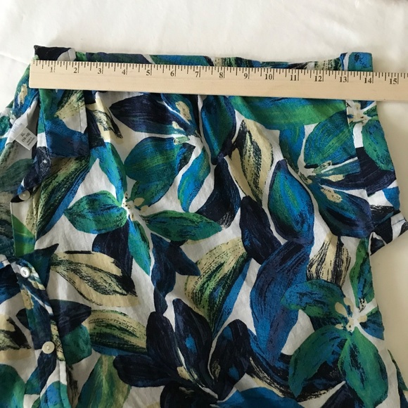 TIME and TRU Linen Button Down Tropical Floral Shirt Women’s Size XL Size 2X - Picture 12 of 15